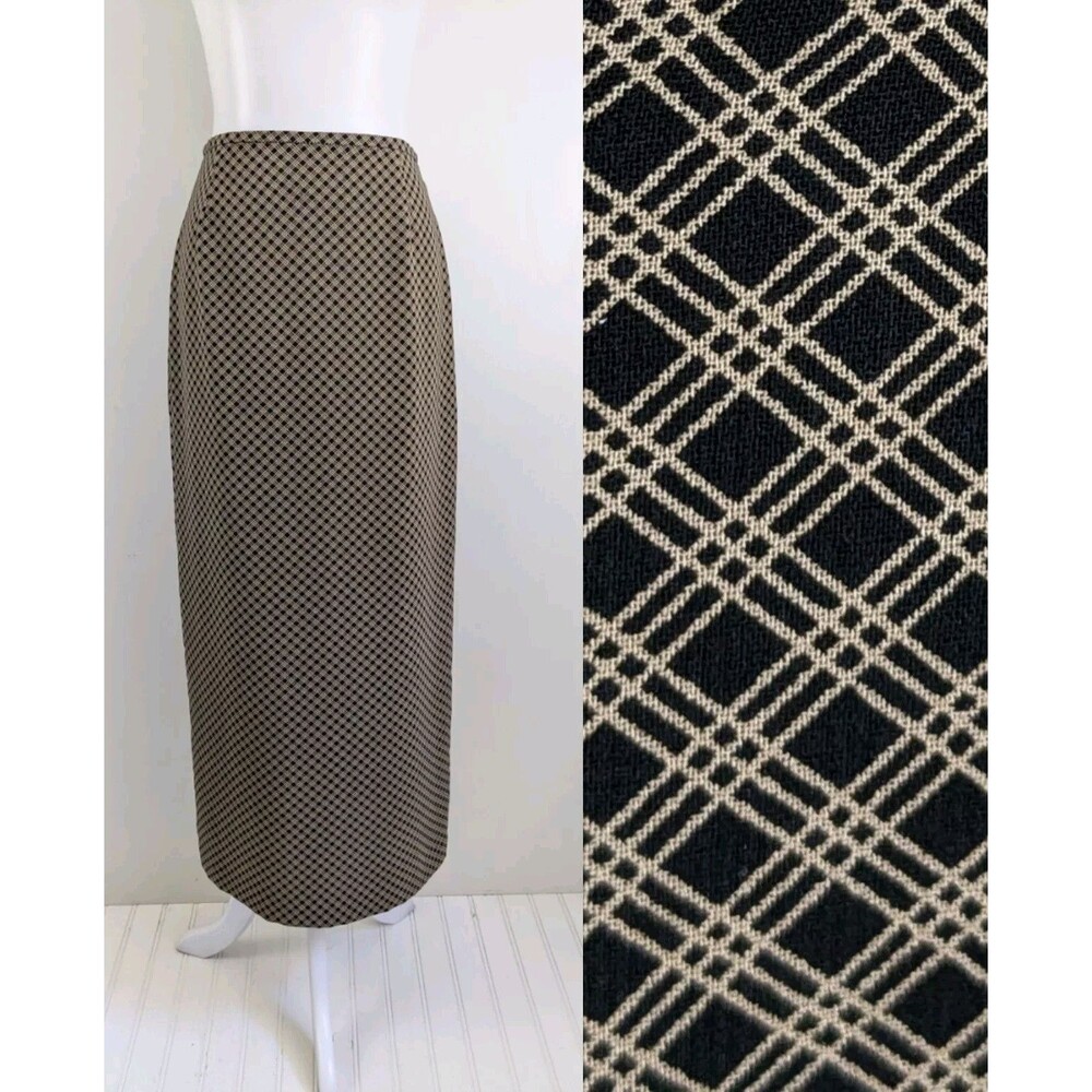 Vtg 90s Casual Corner Straight Maxi Skirt High Waist Minimalist Neutral Modest 4